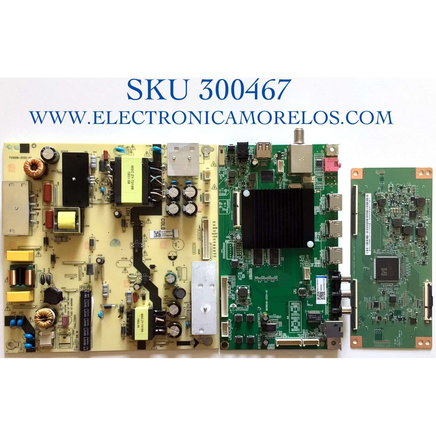 KIT DE TARJETAS PARA TV WEATINGHOUSE MAIN MS16010-ZC01-01 / M06/2010063397/11 / 20200322  / T-CON STCON575C / CCPD-TC575-003 / FUENTE TV5006-ZC02-02 / M31/2010063397/10 / 20200321 / PANEL CC580PV4D / MODELO WR58UX4019
